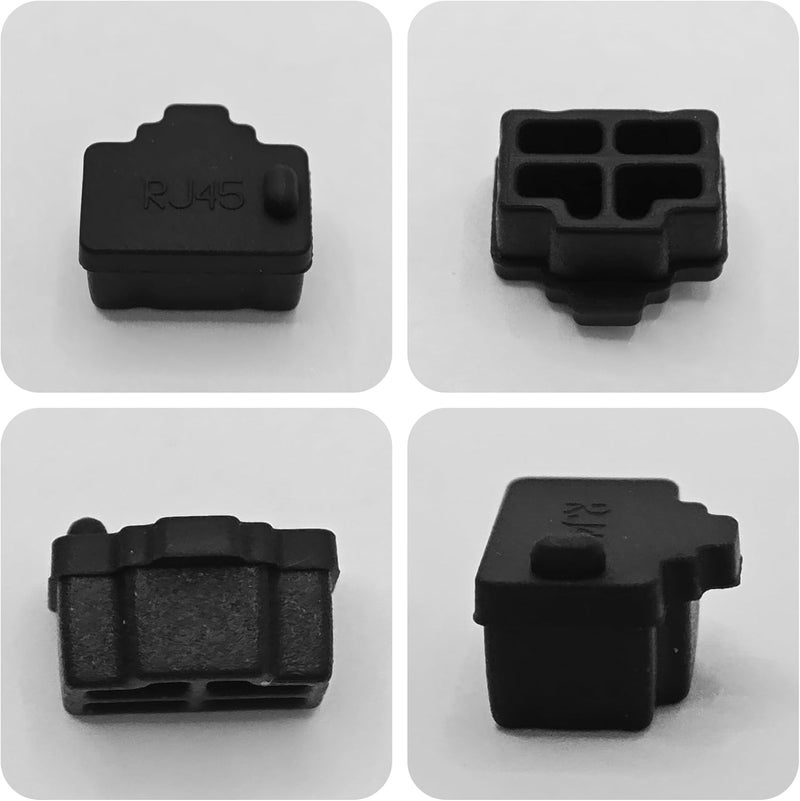 bociloy 30 قطعة غطاء غبار منفذ RJ45، واقيات جاك إيثرنت سيليكون سوداء لمعدات الشبكة، سدادات مضادة للغبار للمنافذ غير المستخدمة لجهاز التوجيه الكمبيوتر والمبدلات - Image 3